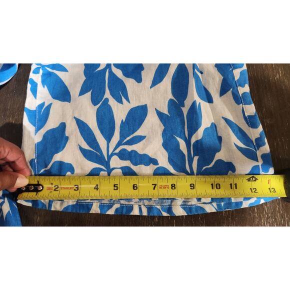 Rachel Zoe Linen Wide Leg Pant Women’s SZ Large Blue White Safari Tropical Beach - Picture 9 of 11